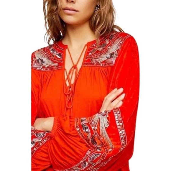 FREE PEOPLE Hearts Aflame Embellished Top NWOT - Picture 10 of 10